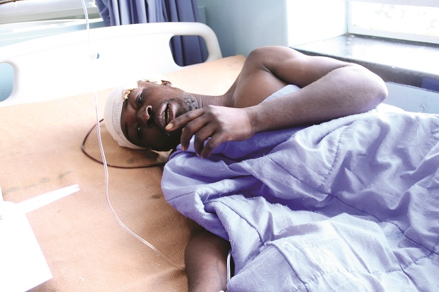 Mr Sipho Ndebele recovers at the Mpilo Hospital ICU