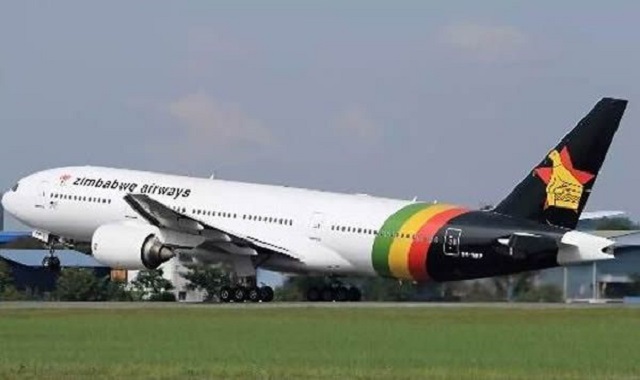 The first of the Zimbabwe Airways planes, a Boeing 777, at Robert Gabriel Mugabe International Airport in Harare yesterday