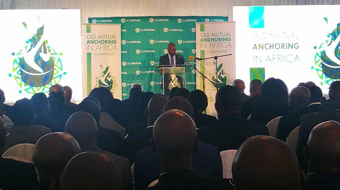 Old Mutual Zim CEO Jonas Mushosho addresses delegates at relisting event 