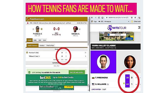 WTA and ATP in by deliberately delaying 'live' scores tennis fans are pushed to gambling sites | The Chronicle