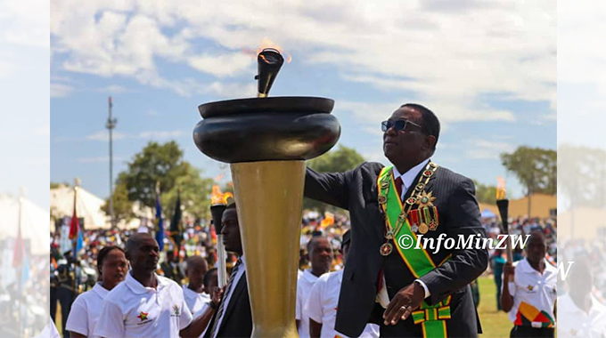 President Mnangagwa lights Independence Flame